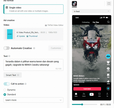 MAKA Motors TikTok in-feed ad